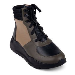 DTD-556 (цв.3-хаки/черный/беж) Ботинки (шнурки и молния, текстильный кант)