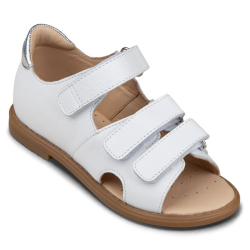 TW-135 (цв.31-белый/серебро) Туфли летние (Три ремня на велкро)