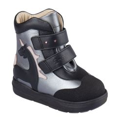 TW-527 (цв.3-черно-серый металлик, 23) Ботинки (станд.задн., шерст.мех, съемн.стелька)