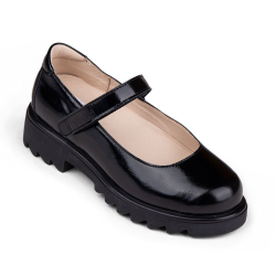 TW-200 (цв.6-черный лак) Туфли (Ремень на велкро)