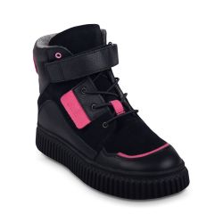 TW-530 (цв.3-черный/розовый) Ботинки (велкро и эластичные шнурки)