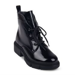 DTD-545 (цв.5-черный) Ботинки (шнурки и молния, лак)